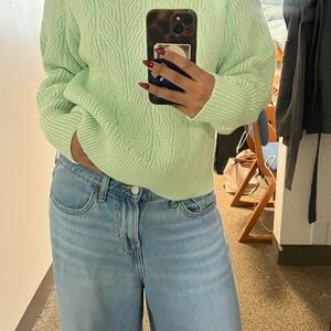 Old Navy Light Green Cable Knit Sweater